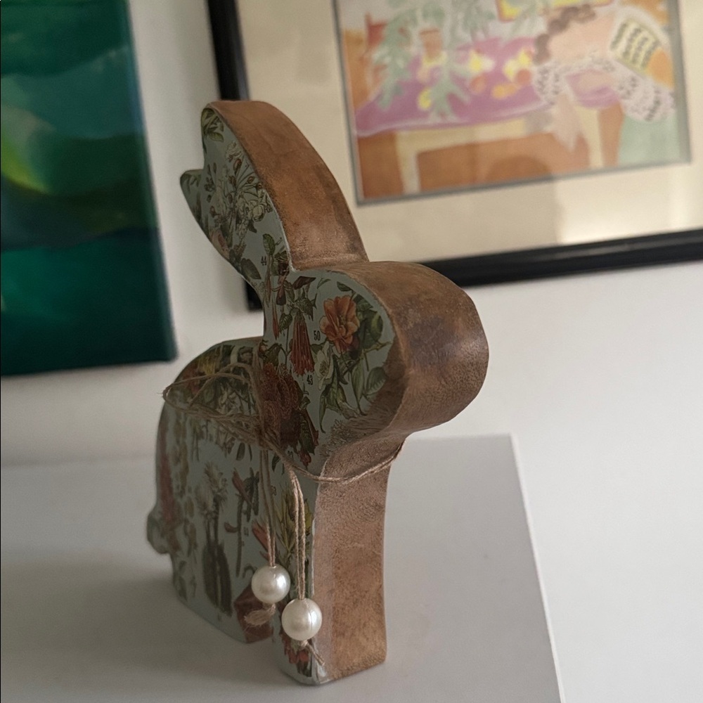 Wooden Decorative Floral Bunny - Picture 7 of 8